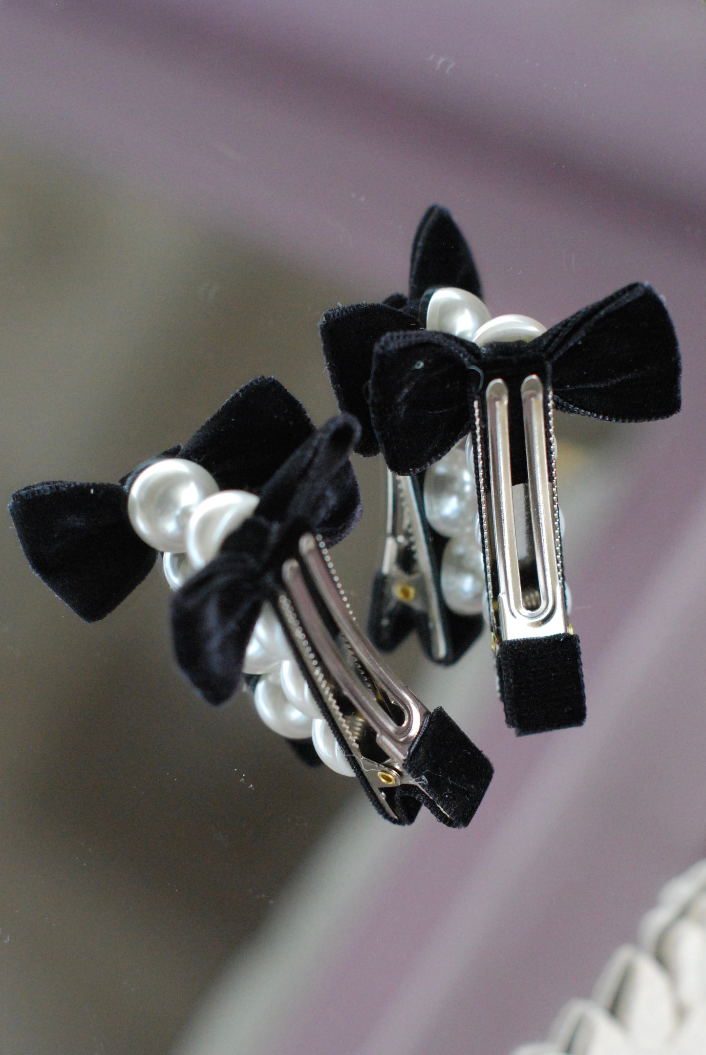 Barrettes Nœuds et Perles