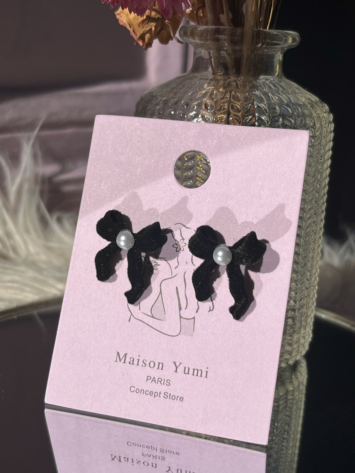 Boucles d’oreilles nœuds en velours rouges