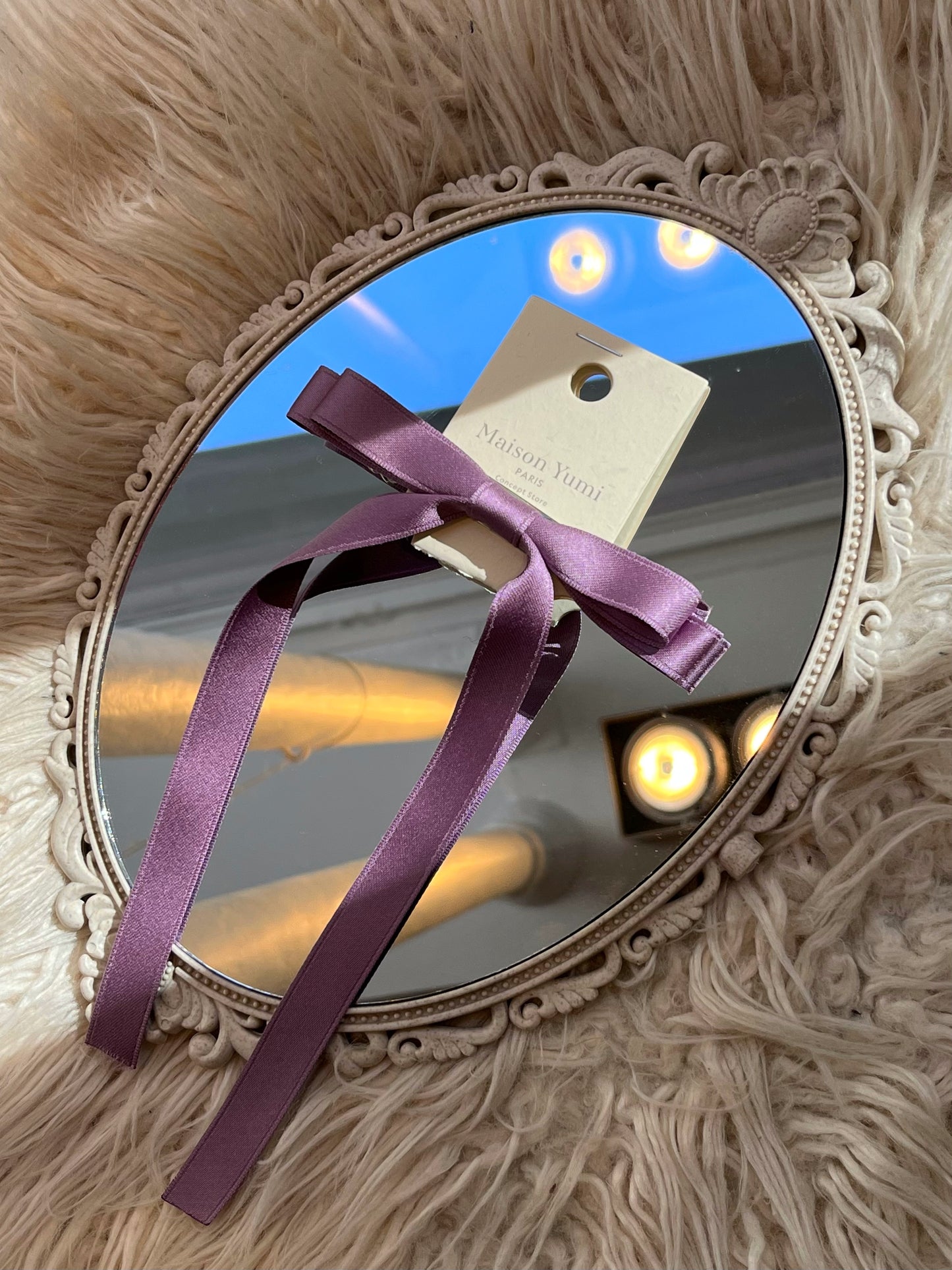 Barrette nœud ruban fin violet