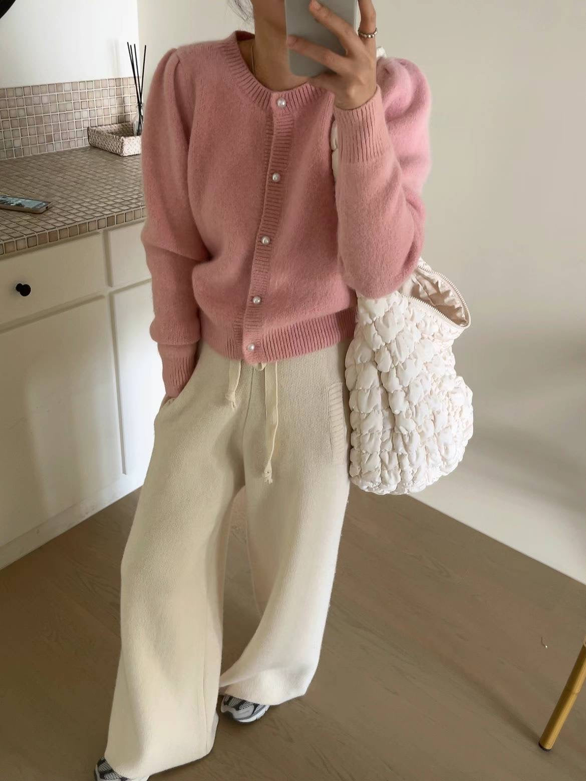 Gilet boutons perles
